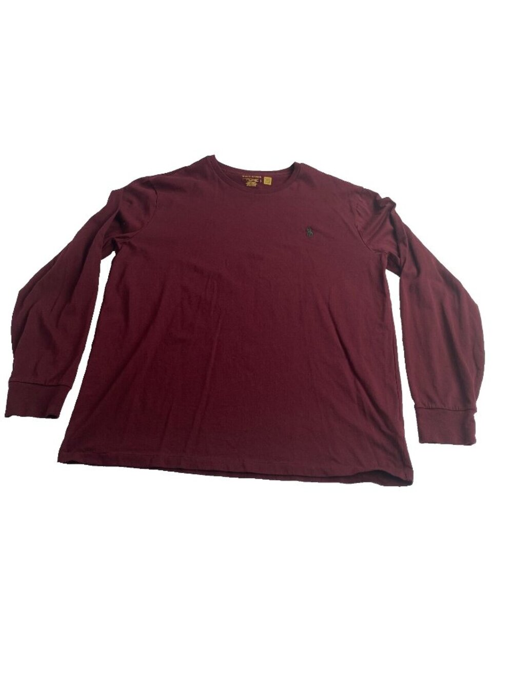 Polo Ralph Lauren T Shirt Mens Size L Green Pony Logo 90s Long Sleeve Burgundy